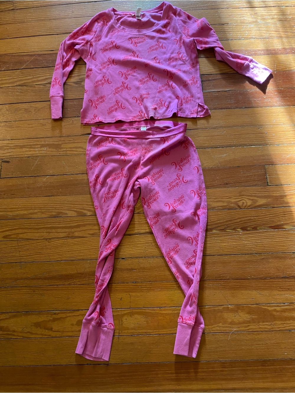 Victoria’s Secret Pink Thermal Long John Pajama Set Size Large